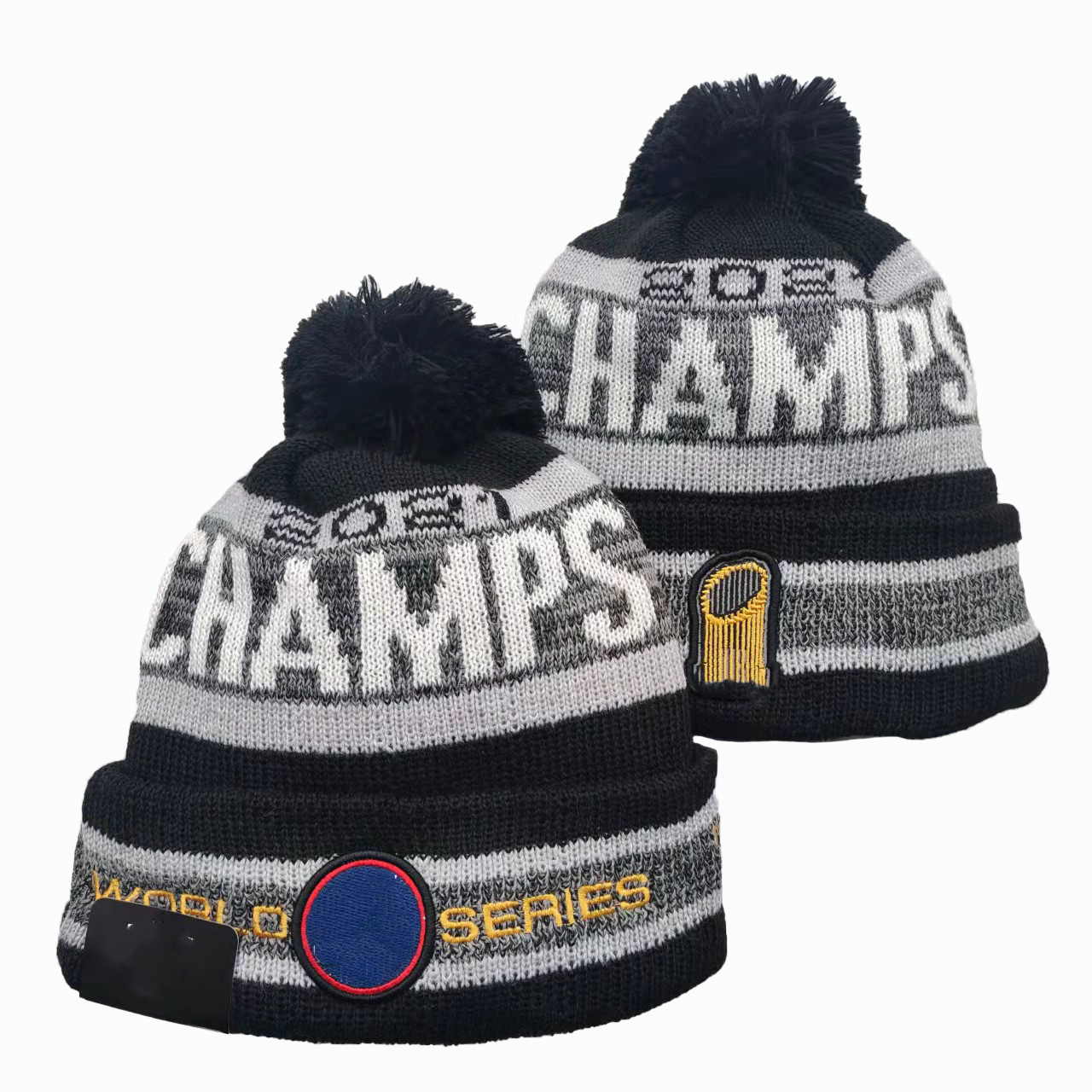 

New 2021 Champs Baseball Beanies Sport Pom Cuffed Knit Hat WS Grey Knit Hat Pom Pom Cap Team Knits Mix And Match All Caps