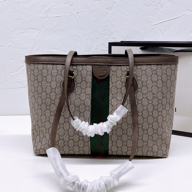 

Large Tote Shopping Bag Handbag Classic Printing Iconic Letters Shoulder Bags High Quality Canvas Leather High-Capacity Package