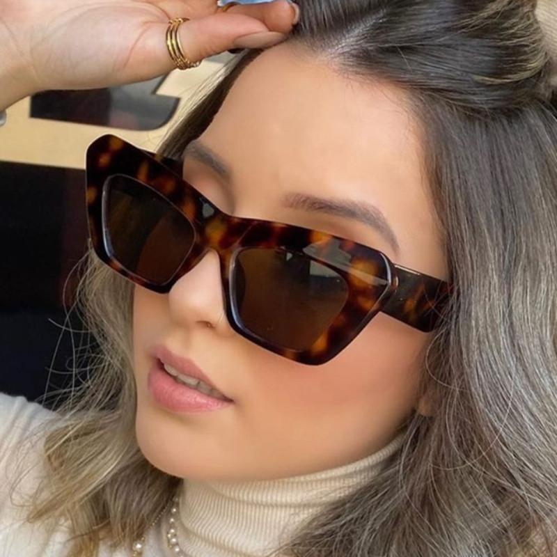 

Sunglasses 2021 Retro Small Square For Women Leopard Glasses Vintage Eyewear Elegant Trend Classic Black Shades