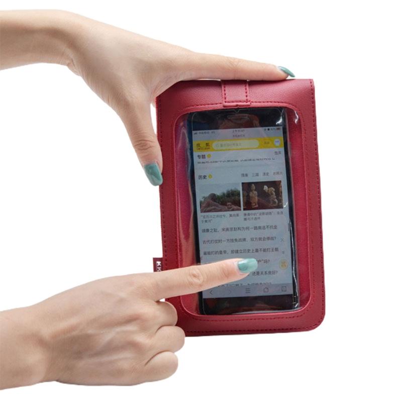 

Evening Bags Mini Crossbody Cell Phone Pouch Purse PU Leather Shoulder Bag With Window D0UD