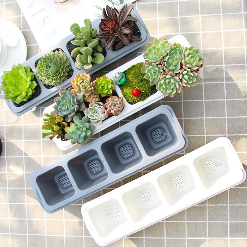 

Planters & Pots 4/6 Grids Succulents Plastic Flower Pot Plants Container Seedlings Nursery Supplies Home Decoration With Tray