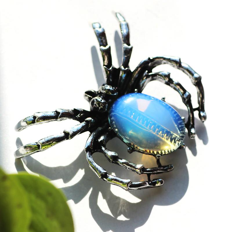 

Pins, Brooches Farlena Semi-precious Stone Insect Jewelry Men Badge Pins Vintage Red Spider For Women Accessories