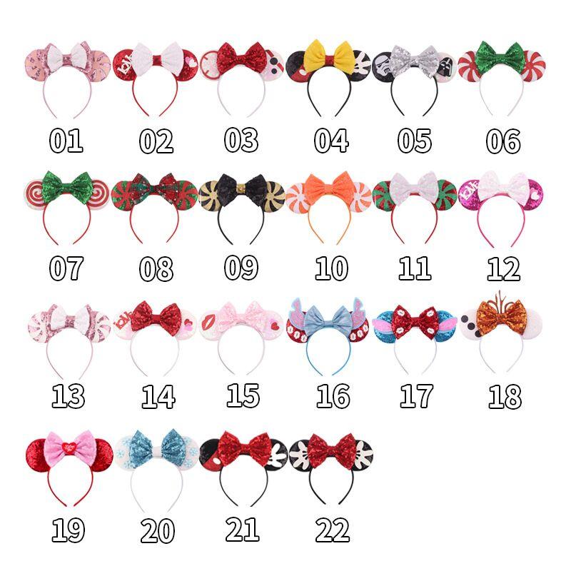 

Christmas cosplay headdress hoop for Party Princess Glitter Mouse Ears Headband Big Sequin Bow HairBand Girls Women Hair Accessories, As pic