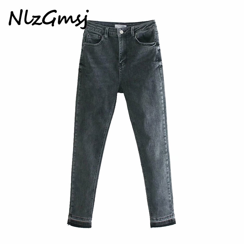 

Nlzgmsj Fashion Women Slim Pencil Jeans Pants Long Trousers Pockets Buttons Female 210628, As picture