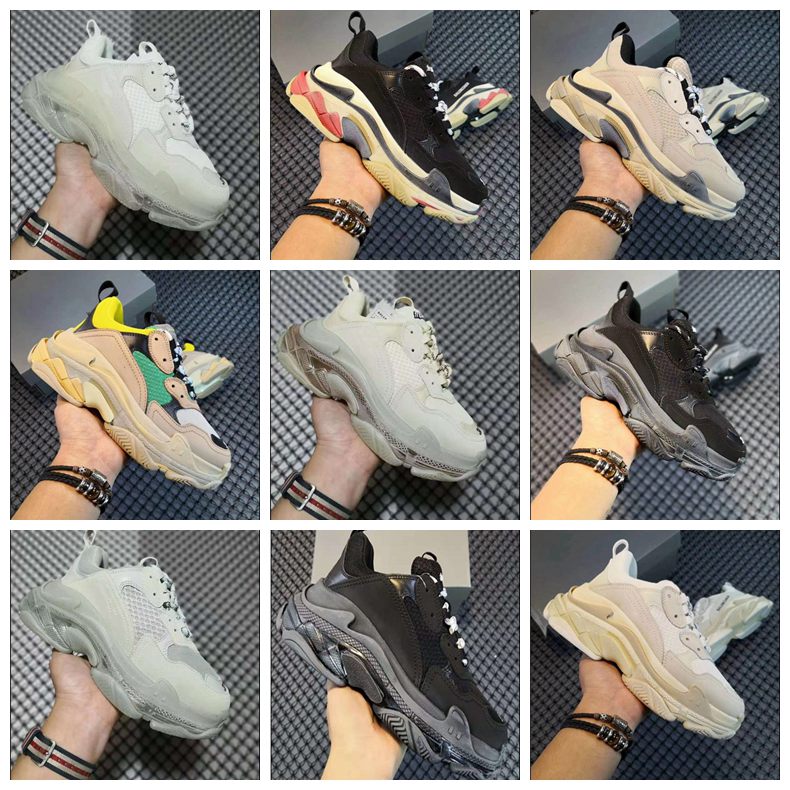 

2021 Triple S Fashion dress balencaiga shoes Men Women Casual Crystal Red Low Paris 17FW Vintage Dad Designer Shoes Clear Sole Platform Sne, White
