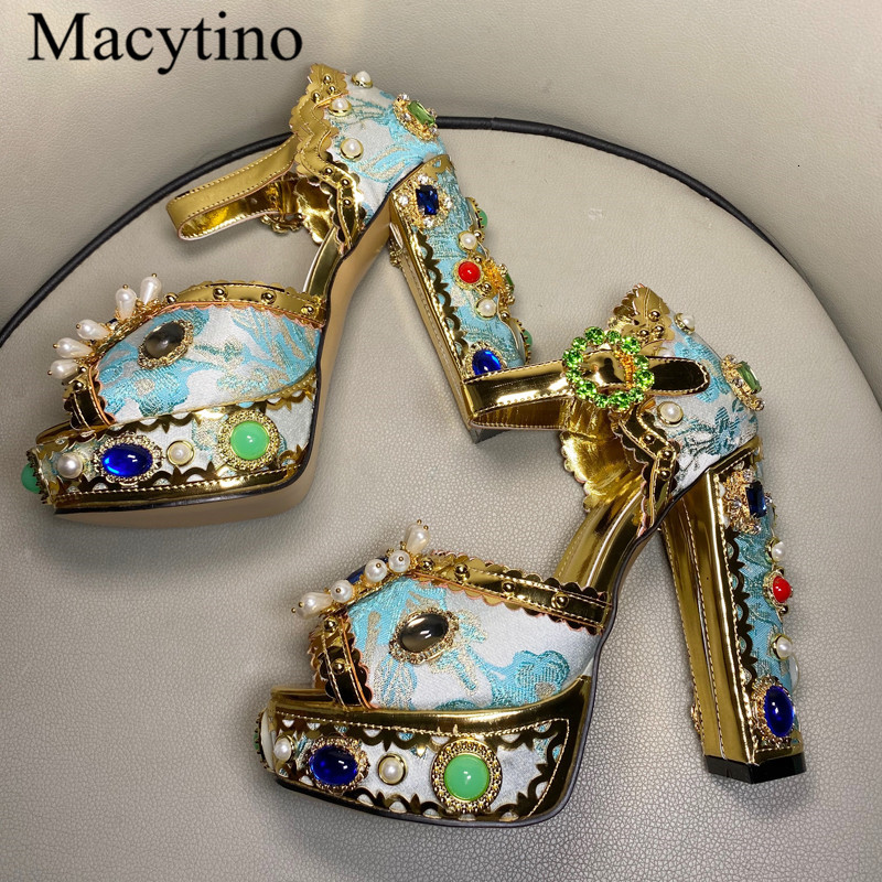 

Sandals Luxury Rhinestone Party Shoes Women Ankle Strap Super High Heel Platform 2YXY, Sky blue