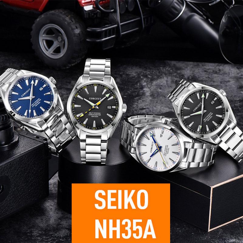 

Wristwatches Mens Watch 41MM NH35 Miyota8215 Automatic Glass Case Back Mechanical Stainless Steel Bands Waterproof Luminous Sapphire, Watch4 steel