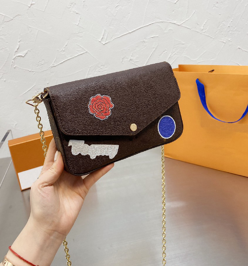 

Fashion lady shoulder bag designer retro letter printing chain handbag with charming wallet high quality WF2104071