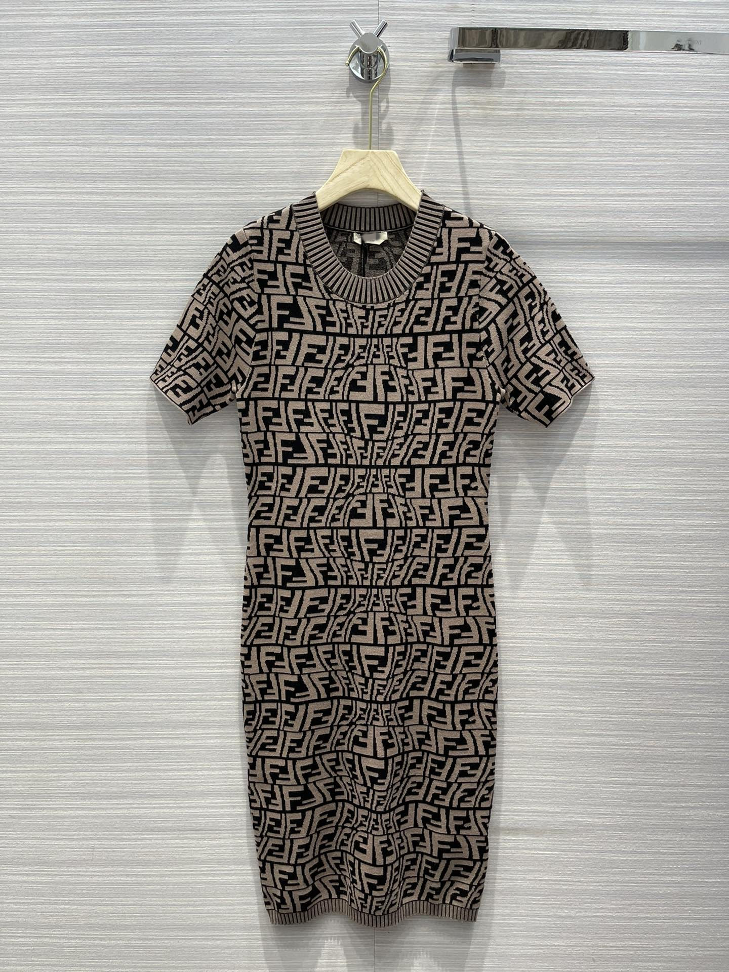 

Milan Runway dresses 2021 O Neck Short Sleeve Print Designer dress Brand Same Style Dress 0513-21, Black