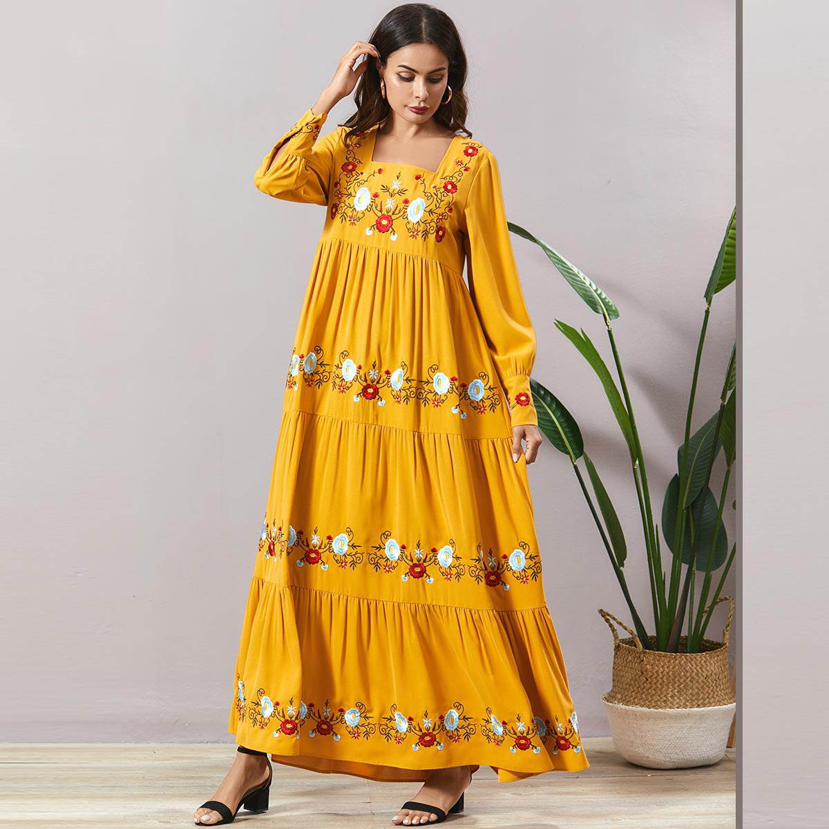 

Muslim Women Dress Abaya Bohomian Ramadan Maxi Long Dresses Islamic Clothing Eid Musulman Hijab Moroccan Kaftan Vestdidos Turkey