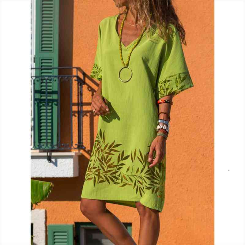 

women casual loose commuter clothing simplicity printing dresses ladies vacation tunic dress half sleeve lightweight streetwear, Black;gray