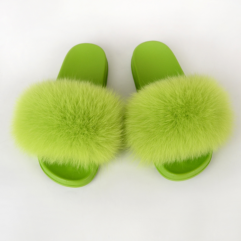 

Real Fur Slippers House Big Fluffy Slides Ladies Sandals Flip Flops Furry Summer Home Shoes Beach Flat Footwear Mule Femme 2021, Beige