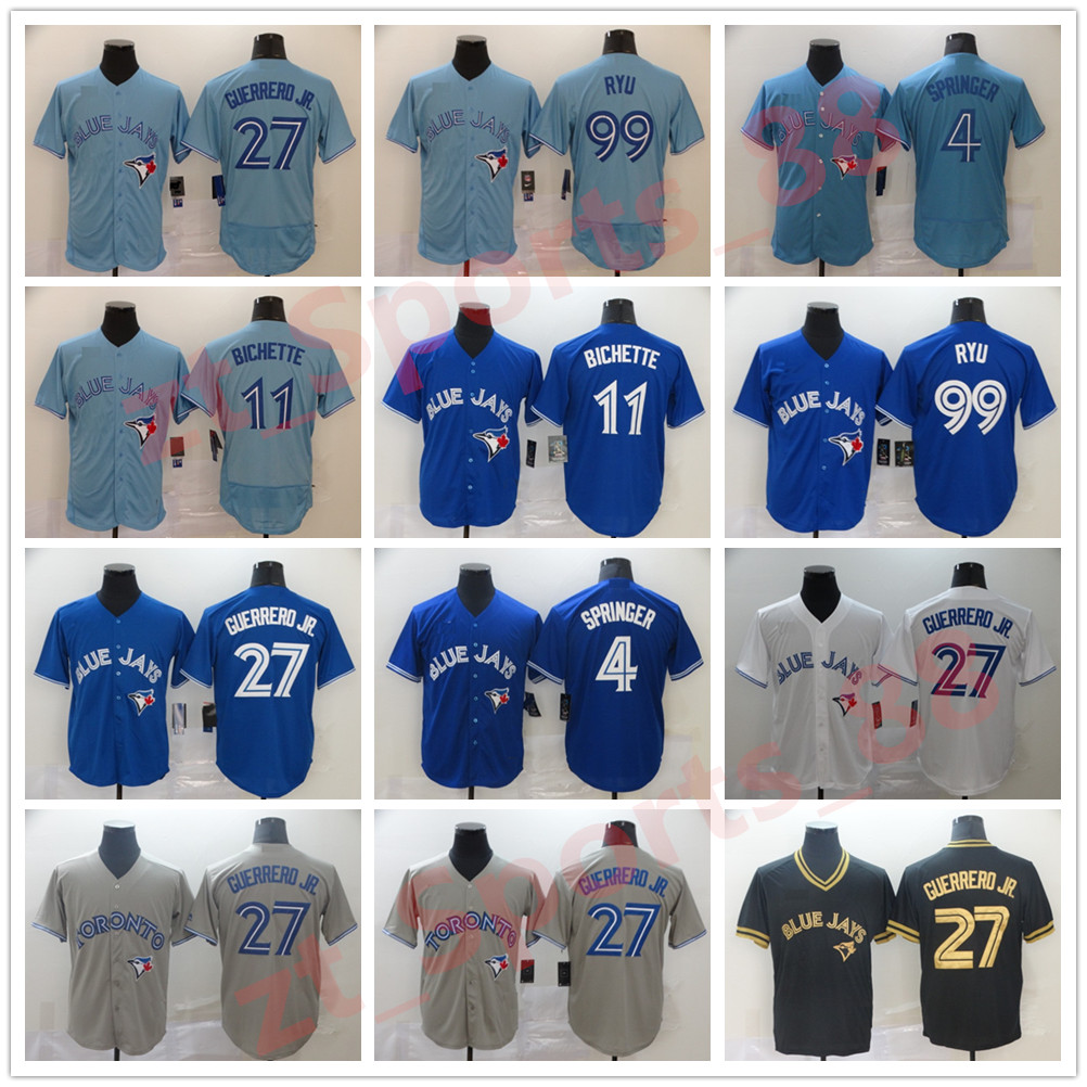 

2021 Men Women kids youth Baseball Jerseys 99 Hyun-Jin Ryu 27 Vladimir Guerrero Jr. 11 Bo Bichette Blue Jays Jersey in stock, As shown in illustration