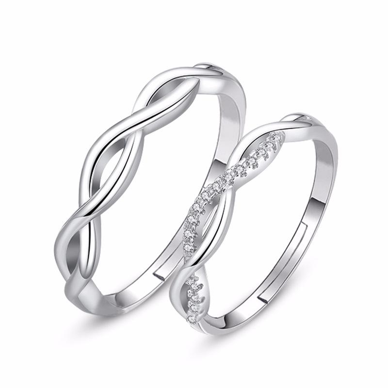 

Wedding Rings Fashion Wave Couple Ring Set Korean Silver Plated For Women Men Jewelry Personality Resizable Lovers' Jewellery, Slivery;golden