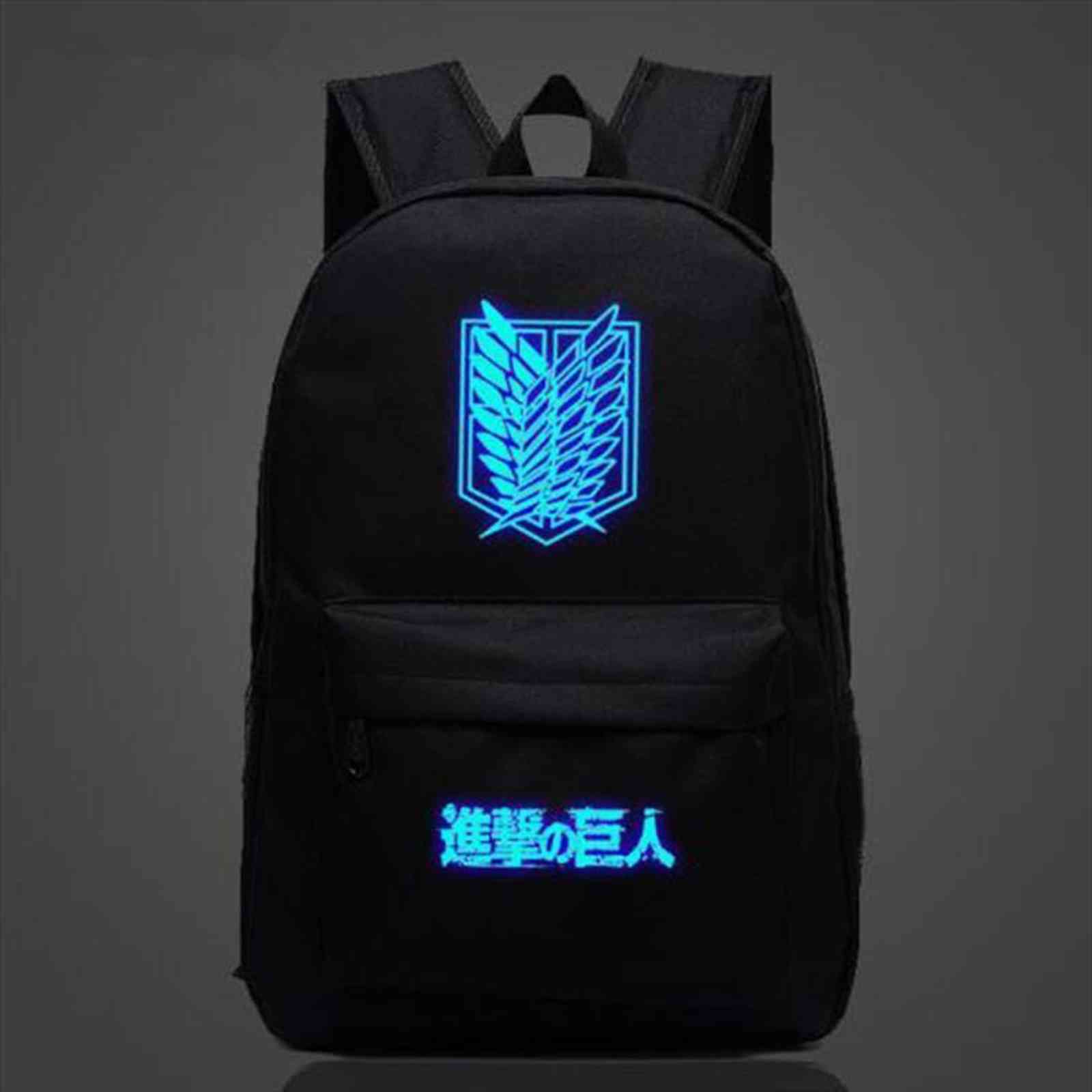 

attack on titan anime school bag noctilucous luminous backpack student notebook daily glow in the dark