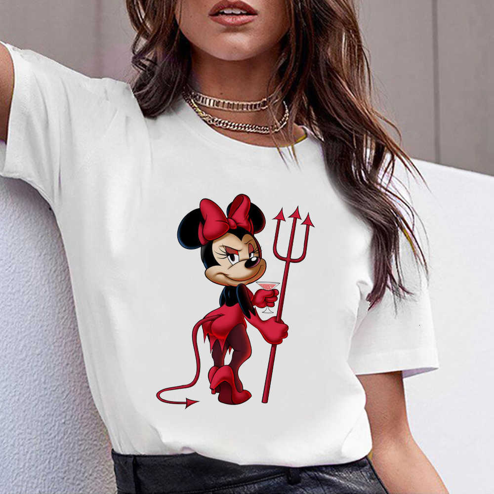 

T-shirt Evil Mouse T Shirt New Women Tshirt Funny Top Tee Fashion Female Clothes T-shirts Dropship, White