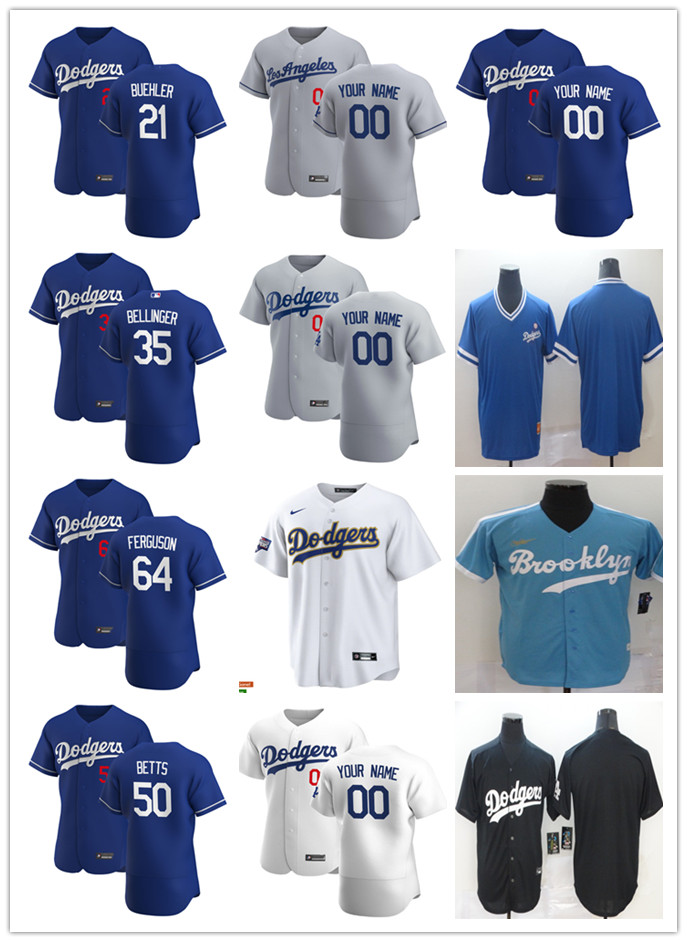 

Men Women Youth Los Angeles Dodgers 35 Cody Bellinger 50 Mookie Betts 21 Walker Buehler 64 Caleb Ferguson Custom Baseball Je, Blue;black
