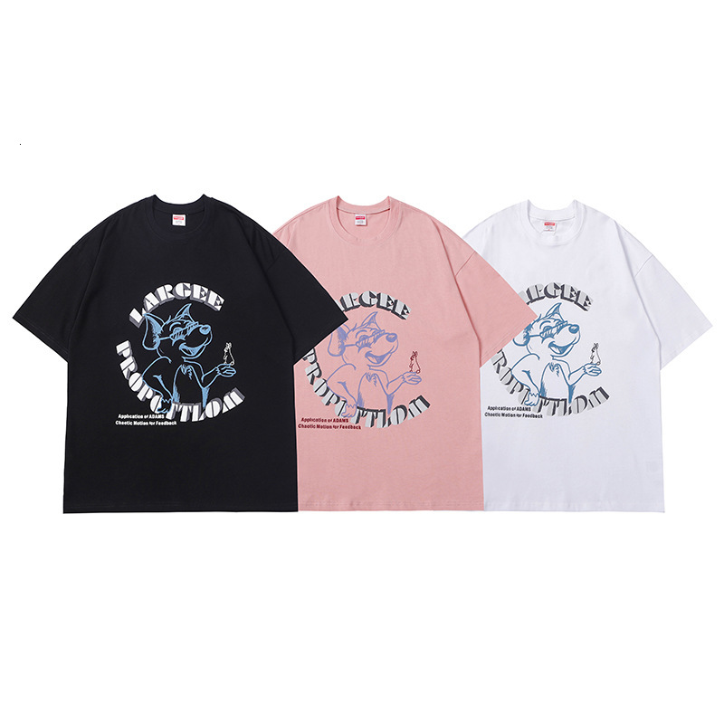 

fashion t shirt impas cartoon character print short sleeve summer wear casual for men and women, White;black