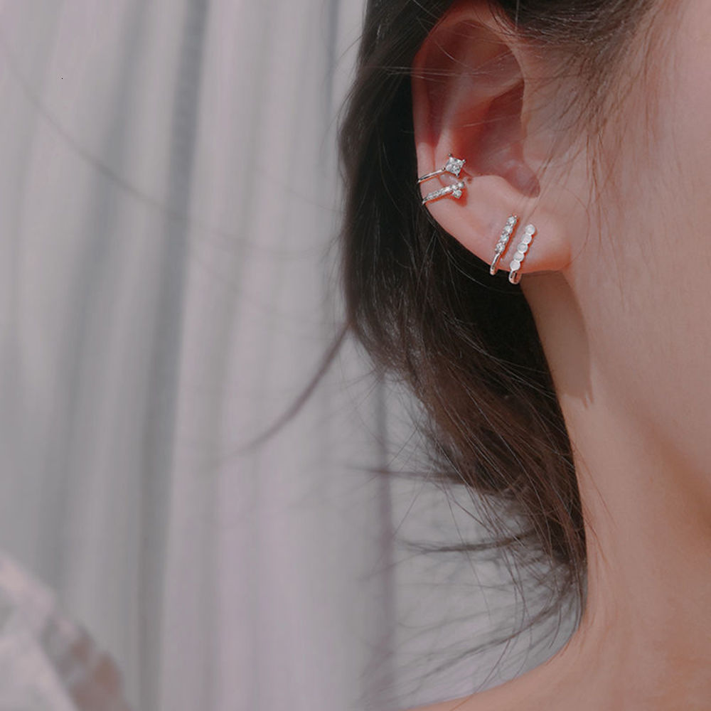 

earrings Double layer no hole ring Korean simple temperament small student ear bone clip female, Golden