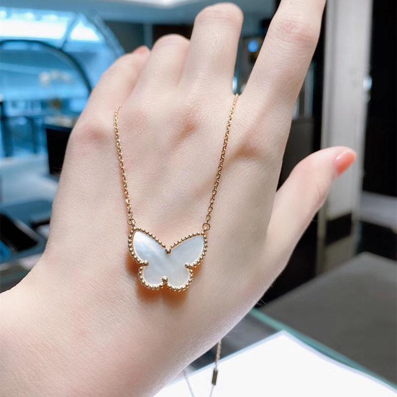 Chains OL Style Golden Plated Fine Clavicle Chain Inlay Black/White Shell Butterfly Pendant Necklace For Women Fashion Jewelry-image-703708066