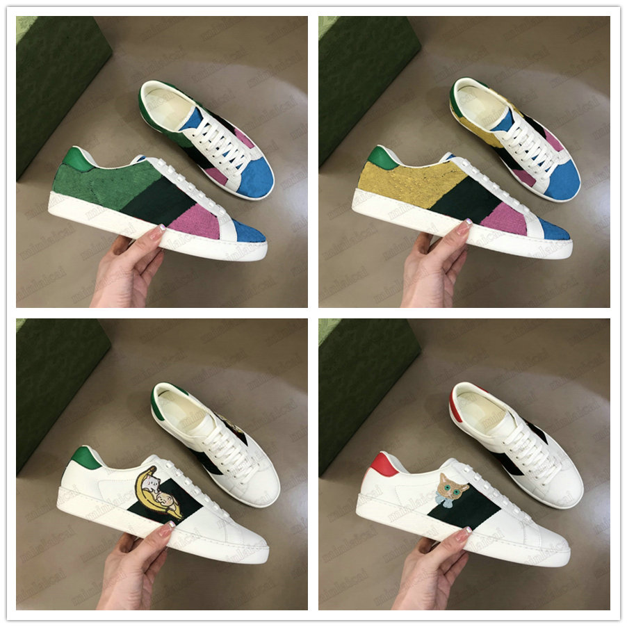 

Multicolor Ace Embroidery Sneakers Mens Womens Casual Shoes Bee Chaussures Leather Red and Green Stripe Sports Trainers Italy Luxurys Designers Flats Loafers, Customize