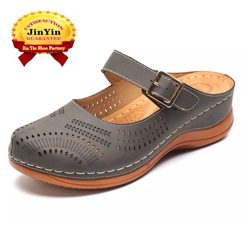 

Summer Style Casual Ladies Sandals And Slippers Car Line Non-slip Light Comfortable Retro Slope Heel Women Dress Shoes, Black