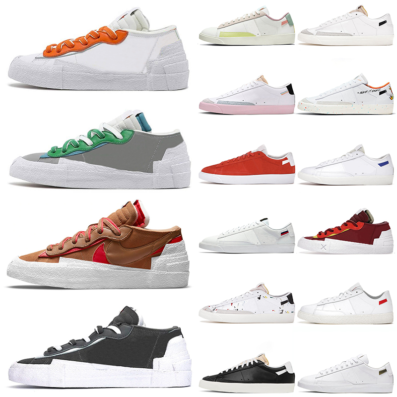 

2022 KAWS Sacais Blazer Low 77 Vintage OG Designer Casual Shoes Iron Grey British Tan Green Magma Orange Trainers Women Mens Designer Sports Platform Sneakers, A#3 blazer low magma orange 36-45