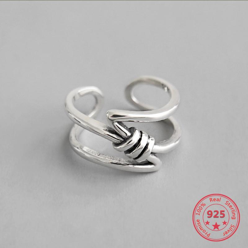 

Cluster Rings 100% 925 Sterling Silver Ring Braided Winding Hollow Fashion Personality For Women Open Jewelry Holiday Gifts