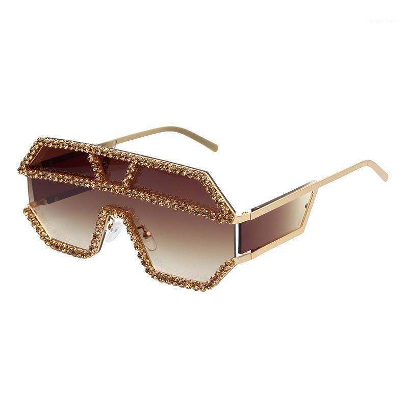 

Sunglasses Women Brand Designer Luxury Rhinestone Geometric Patterns Metal Oversized Sun Glasses Men Gradient Lens Cool