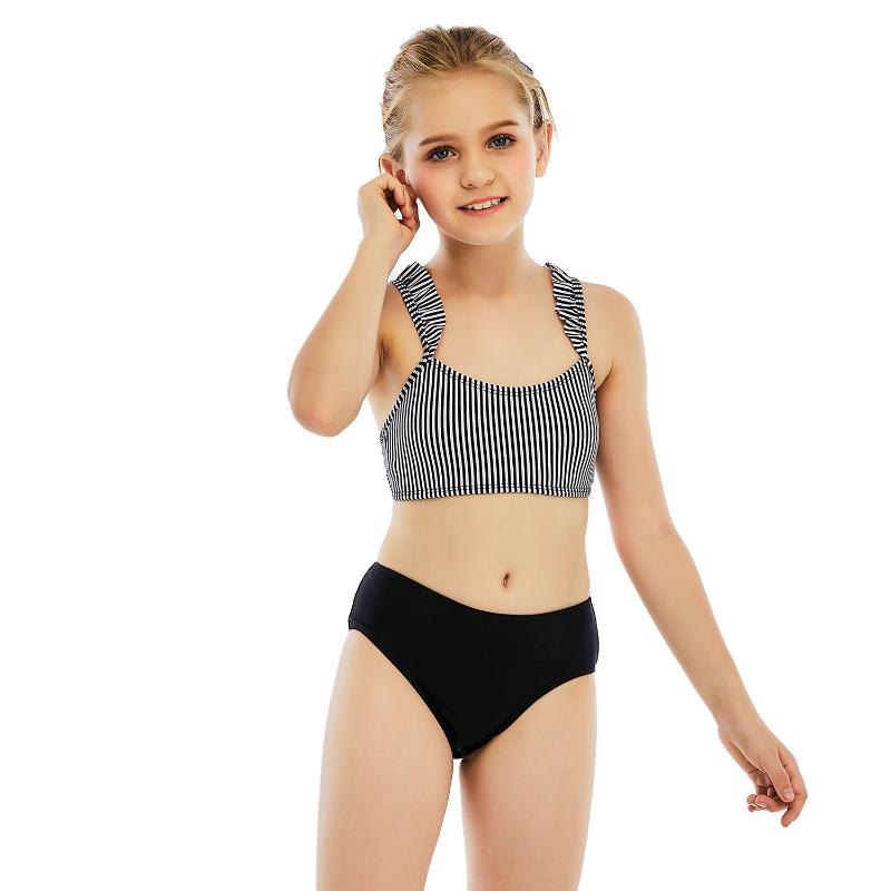 

One-Piece Suits Children's Swimsuit Girl's Separate Elastic Middle School Swimming Suit For Kids Girl Bikini