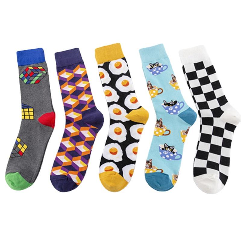 

Men's Socks 10 Pairs/Lot Colorful Tide Poached Egg Casual Cotton Street Trend Medium Large Tube Wholesale, Black