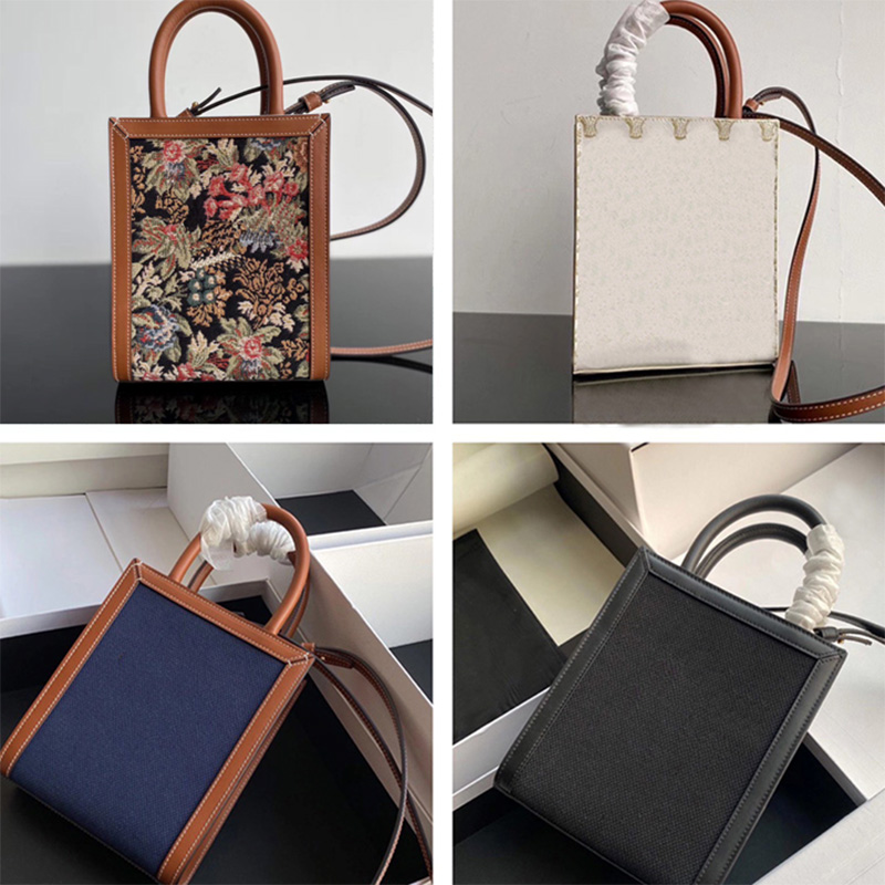 

2021 New Women's luxury designer bag handbag mini print calfskin handbags women Shoulder crossbody bags Tote purse, Embroidery-brown