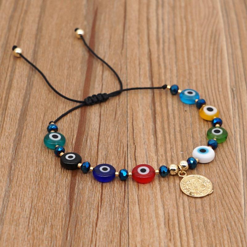 

Link, Chain Fashion Bohemian Ethnic Style Multicolor Glass Eye Bead Bracelet For Women Girls Gift