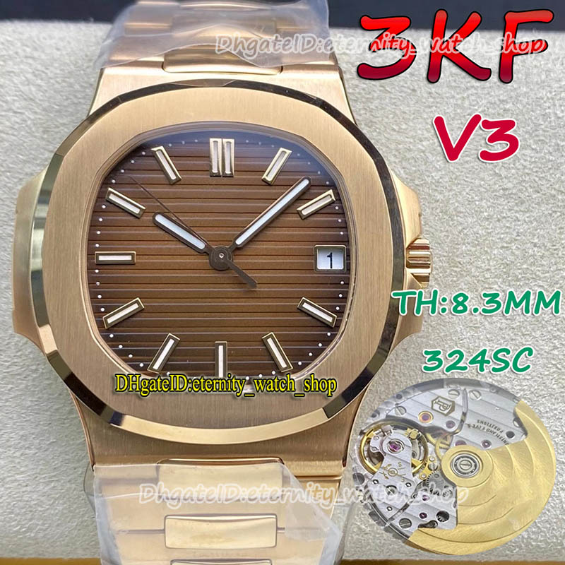 

eternity Watches 3KF V3 Upgrade Version 5711 Cal.324 S C Automatic Brown Texture Dial Mens Watch Minimum noise Swiss Movement Rose Gold Case SS Steel Bracelet 110111, Watch deep waterproof production cost