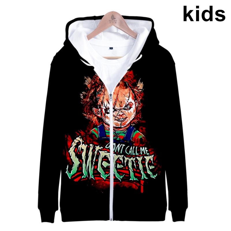 

Men's Hoodies & Sweatshirts 3D Print 3 To 14 Years Kids Zip Up Jacket Of Chucky Ghost Doll Hoodie Boys Girls Horror Movie, 3dll-80