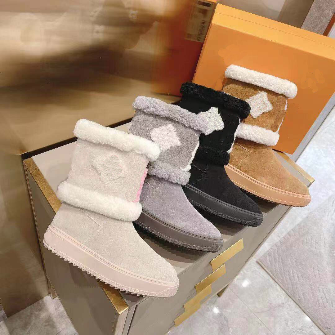 

Women Martin boots casual booties Snowdrop Flat Ankle Boot wool travel bootiess new fashion luxury boot womens winter bootss size 35-41, 4#