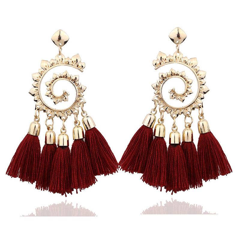 Stud Fashion Earrings Handmade Bohemian Tassel Long Section Of European And American Jewelry-image-706562963