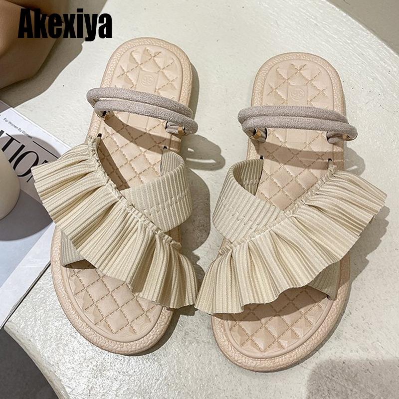 

Slippers Women Summer Shoes Fashion Flats Heel BC637, Black