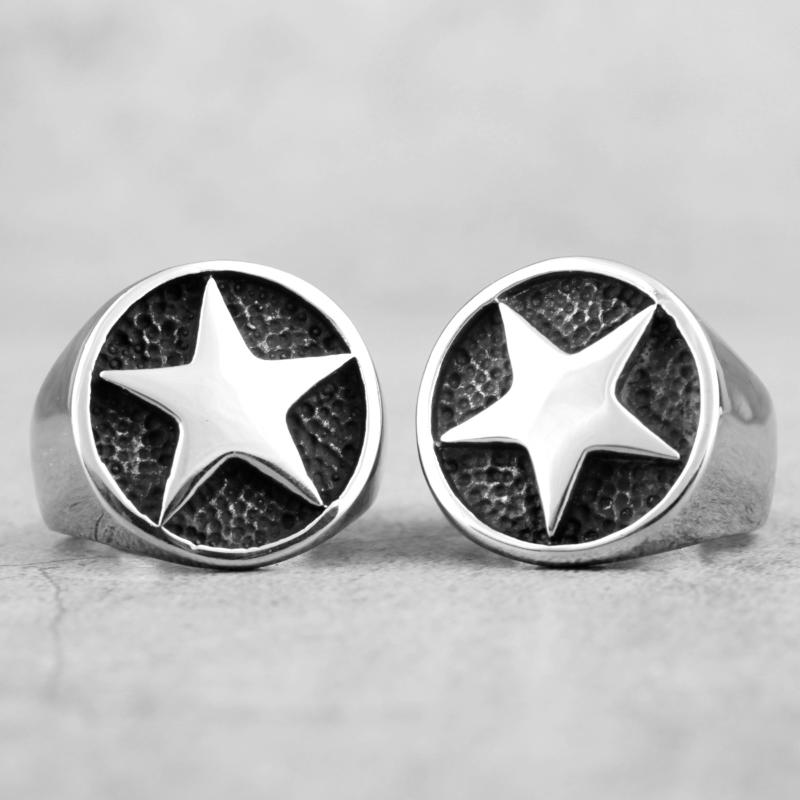 

Cluster Rings 316L Stainless Steel Lucky Pentagon Stars Men Talisman Good Vintage Simple Biker For Boy Fashion Jewelry Gift