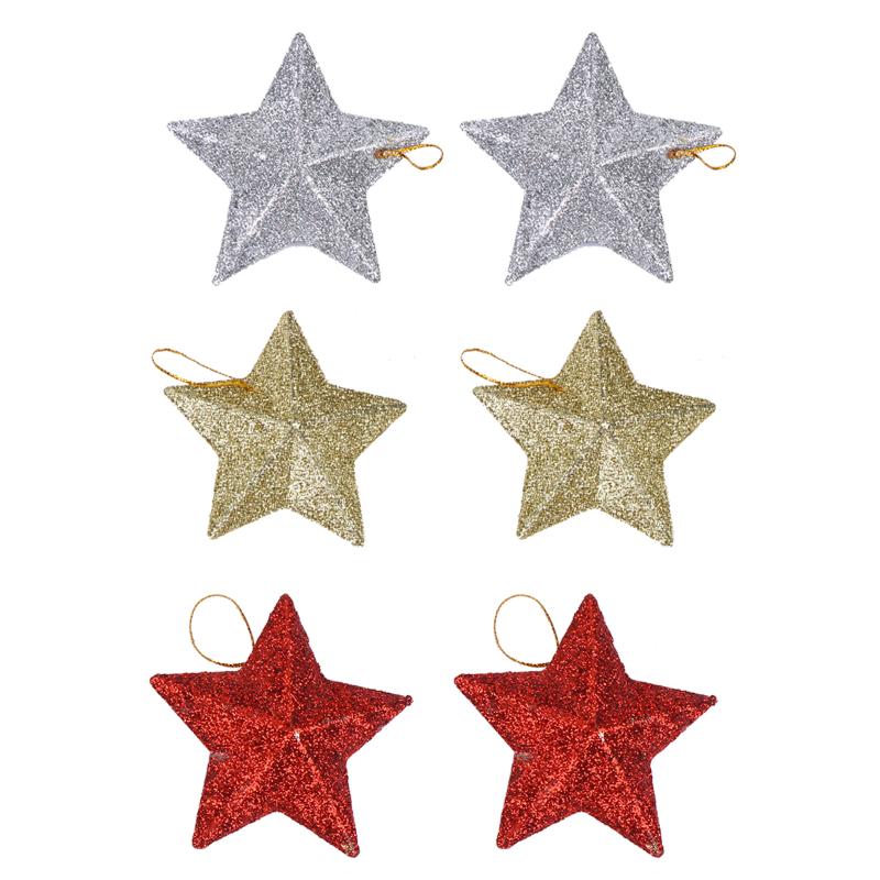 

Christmas Decorations 18pcs Shiny Star Hanging Decor Pentagram Pendant Tree Ornament