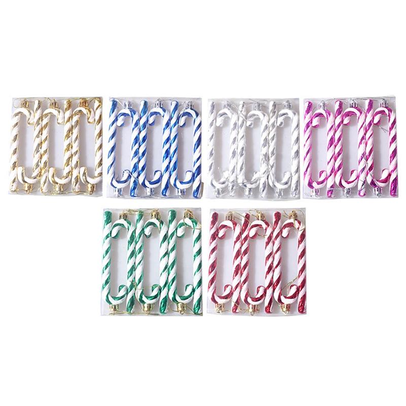 

Christmas Decorations 6PCS Tree Decoration Plastic Candy Cane Year Pine Pendant Gift
