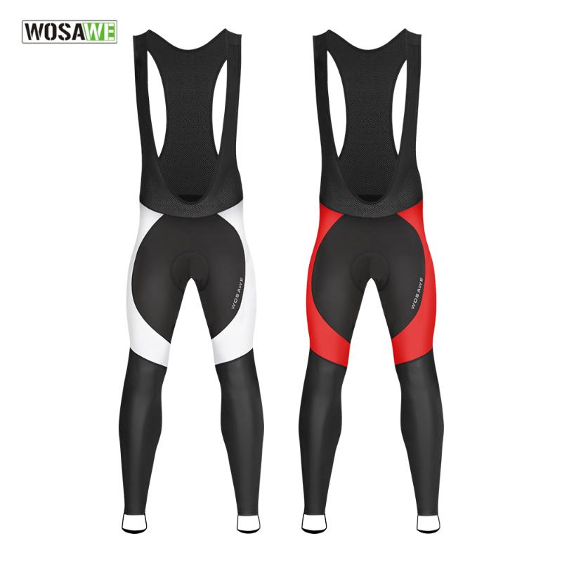 

Racing Pants WOSAWE Winter Fleece Men's Cycling With Bib Warm Reflective MTB Bicycle Tights Trousers Bike 3D Gel Padded, Bl107-w for autumn