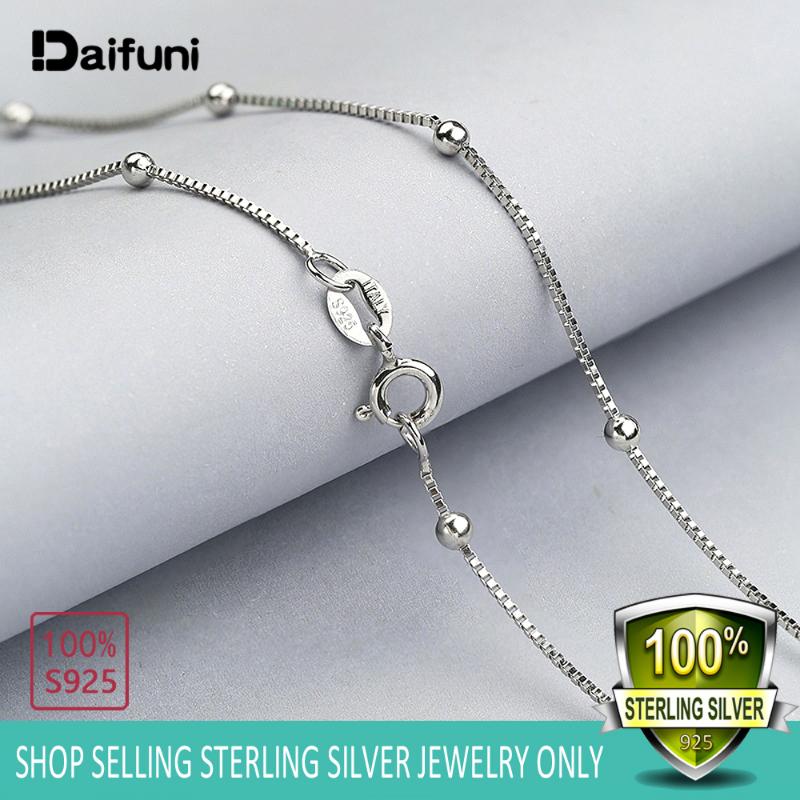 

Fashion Small Box With 2MM Beads Chain Necklace S925 Sterling Silver For Women Necklaces 40/45cm Long Love Chains
