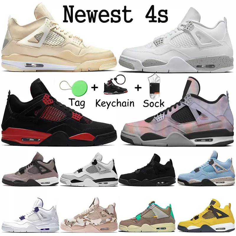 

Jumpman 4 4s Mens Women Basketball Shoes Black Cat University Blue Red Thunder Zen Master Desert Moss Taupe Haze White Sail Oreo Sneakers Trainers us 12 13, 20