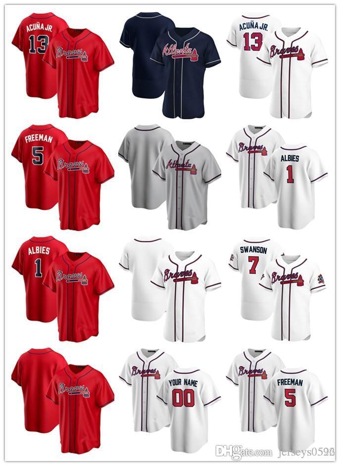 

Custom Jersey Mens women youth Atlanta Braves 5 Freddie Freeman 13 Ronald Acuna Jr. 1 Ozzie Albies 7 Dansby Swanson Baseball Jerseys 4XL, Blue;black