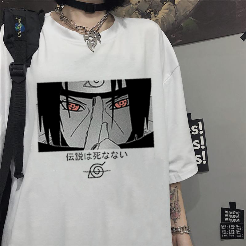 Camisa de anime japonés Mujeres Naruto Tshirt Uchiha Itachi Impreso de dibujos animados Camiseta Pareja Streetwear Fashion Harajuku Mujer Camisa de anime japonés Mujeres Naruto Tshirt Uchiha Itachi Impreso de dibujos animados Camiseta Pareja Streetwear Fashion Harajuku Mujer