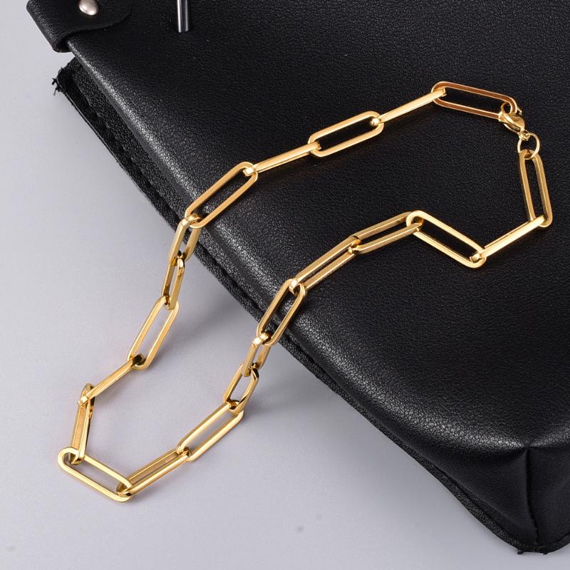 

Pendant Necklaces Stainless Steel Choker Necklace Hiphop Style Gold Color 40cm Cuban Chains Jewelry Fashion Wholesale