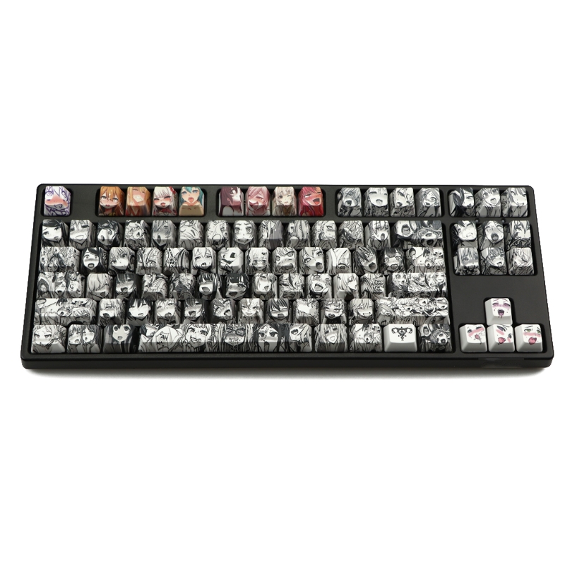 PBT 110key Ahegao Keycap Dye Sublimation OEM Profile Japanese Anime Keycap For Cherry Gateron Kailh switch Mechanical Keyboard-image-726148947