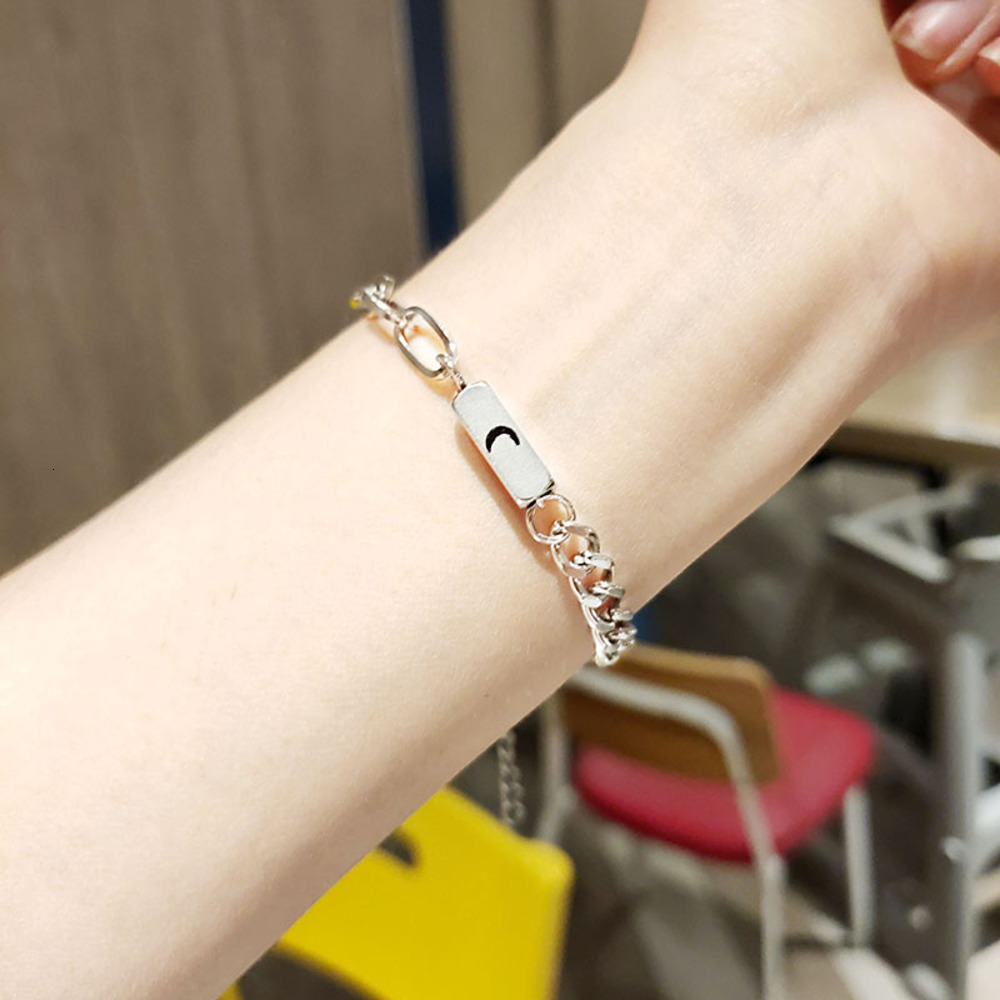 

bracelet Simple stainless steel sun moon love couple Bracelet, Golden;silver