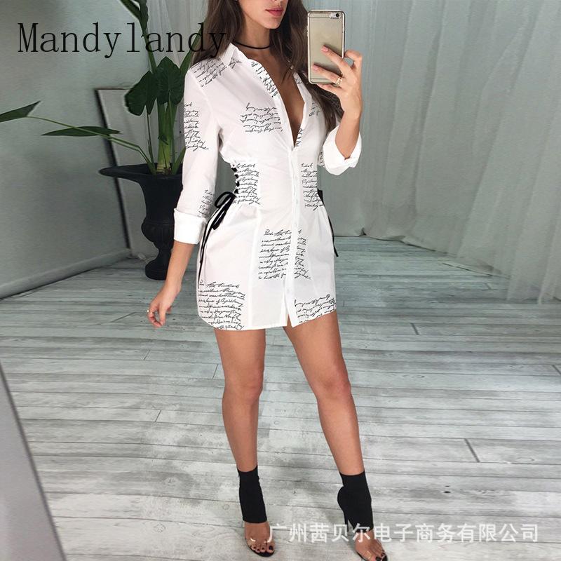 

Casual Dresses Mandylandy Dress Summer Long Sleeve Single-Breasted High Waist Turn-down Collar Women' Printed Slim, Red